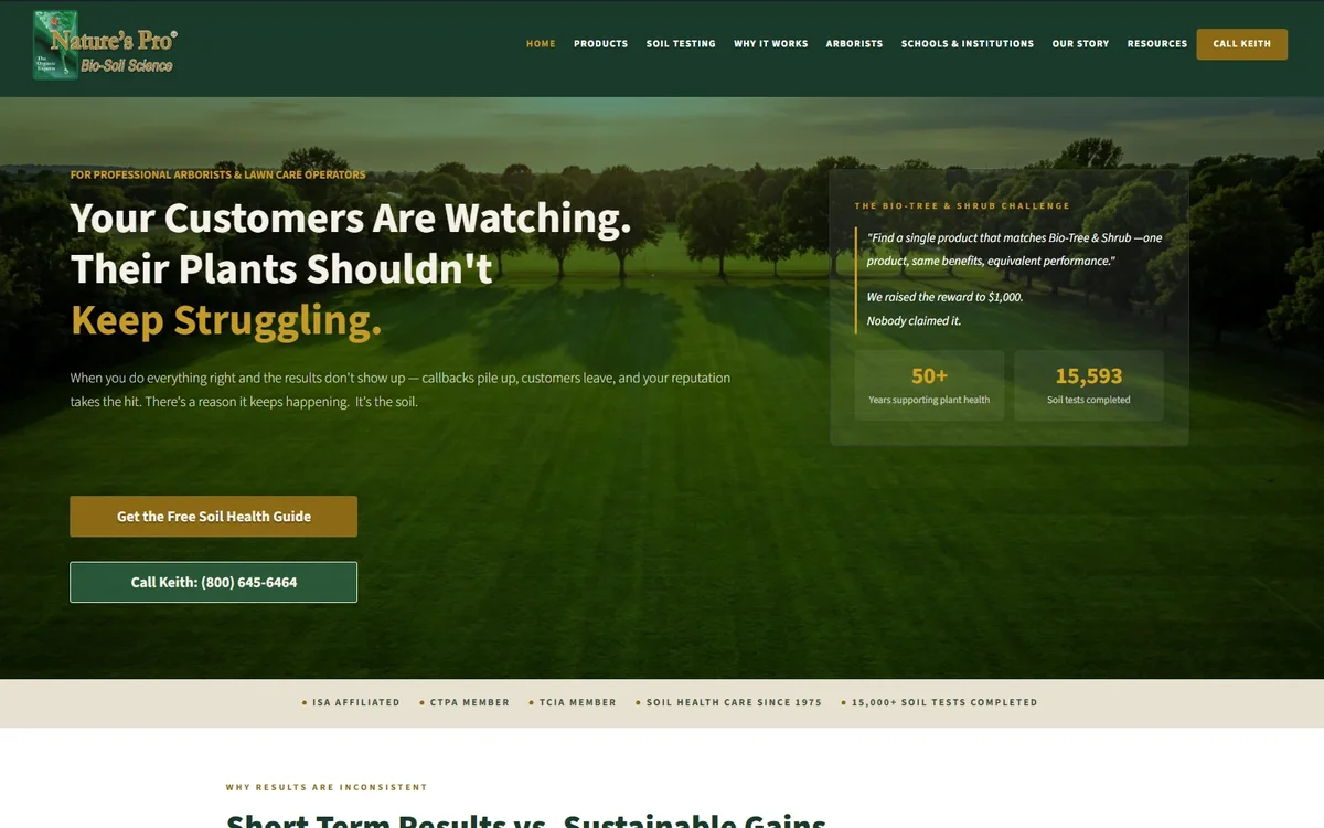 Nature's Pro home page