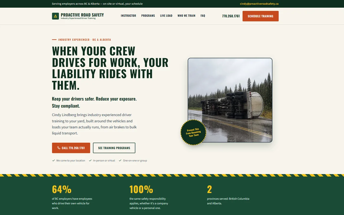 Proactive Road Safety home page